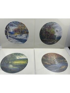 Sanford Fisher Signed Prints Cree Indigenous Art Four Seasons Wildlife Set Of  4